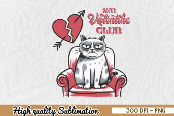 Anti Valentine Club Cat Heart PNG Review
