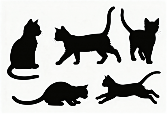 Black Cat Silhouettes Clipart Bundle Review