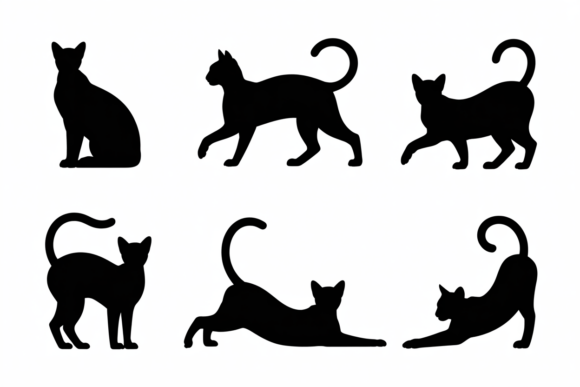 Black Cat Silhouettes Posing: A Designer's Stitch Test