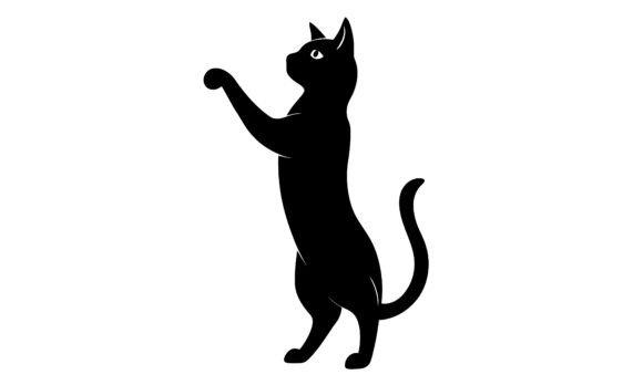 Black Cat Standing Up Silhouette Vector Review