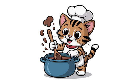 Cartoon Chef Cat Cooking in a Pot Embroidery Review