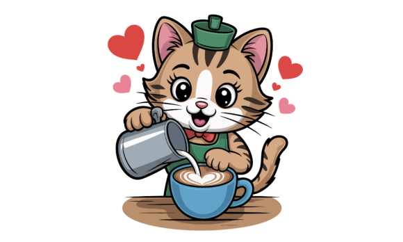 Cat Barista Pouring Coffee Heart Latte Review