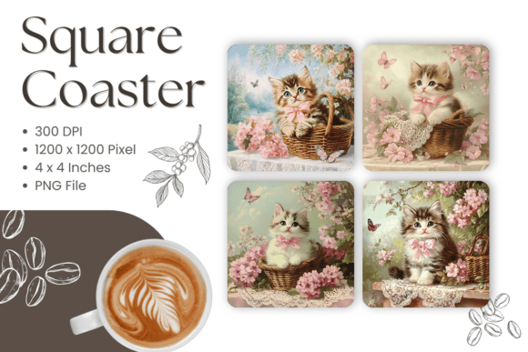 Cute Cat Square Coasters Valentine Gift Review