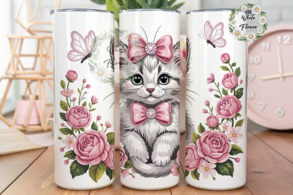 Cute Kitten with Roses 20oz Tumbler Wrap