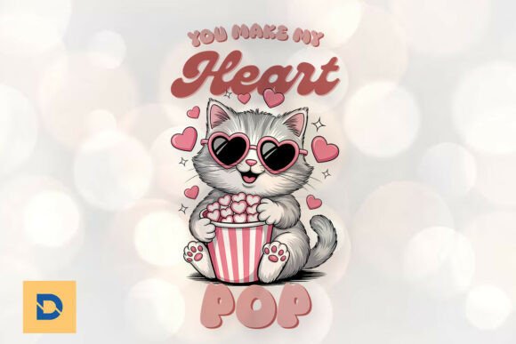 Funny Valentine Cat Heart Popcorn PNG Review