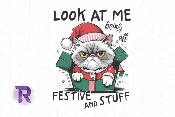 Grumpy Cat in Santa Hat Festive PNG Review