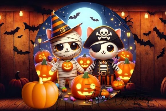 Halloween Pirate and Mummy Kitten Png Review