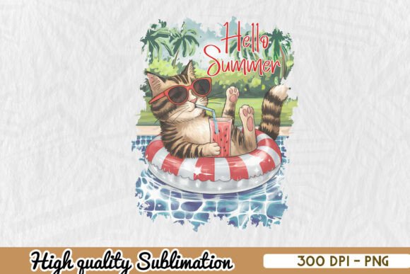 Hello Summer Cute Cat Tropical PNG Review