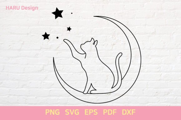 Moon Cat and Stars Cat Outline Review
