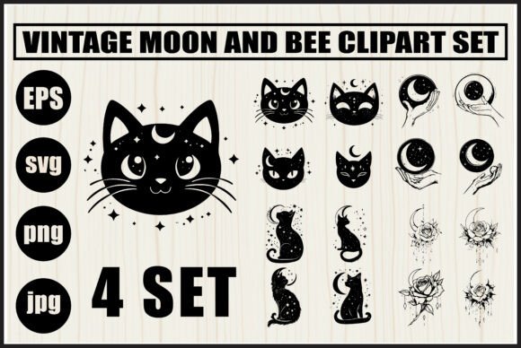 Mystical Cat Face Moon Clipart Bundle Review
