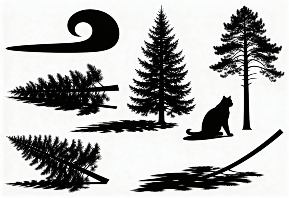Pine Tree and Cat Silhouette Graphics Review