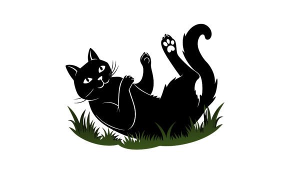 Playful Black Cat Rolling in the Grass Review