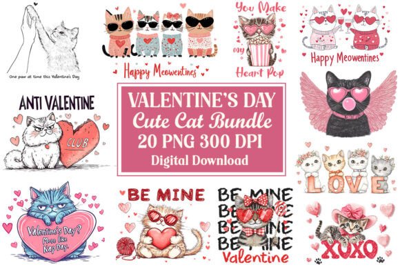 Valentine s Cat Sublimation PNG Bundle Review