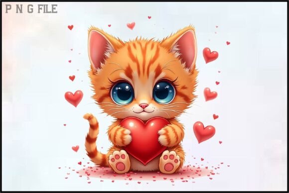 Valentine s Day Cat with Heart PNG Review